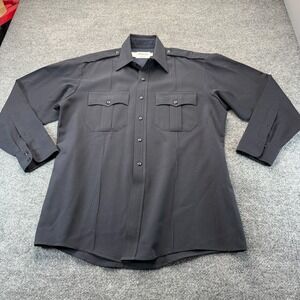 Elbeco Classic TexTrop Navy Blue Zipper Police Uniform Duty Shirt 16.5 34 L